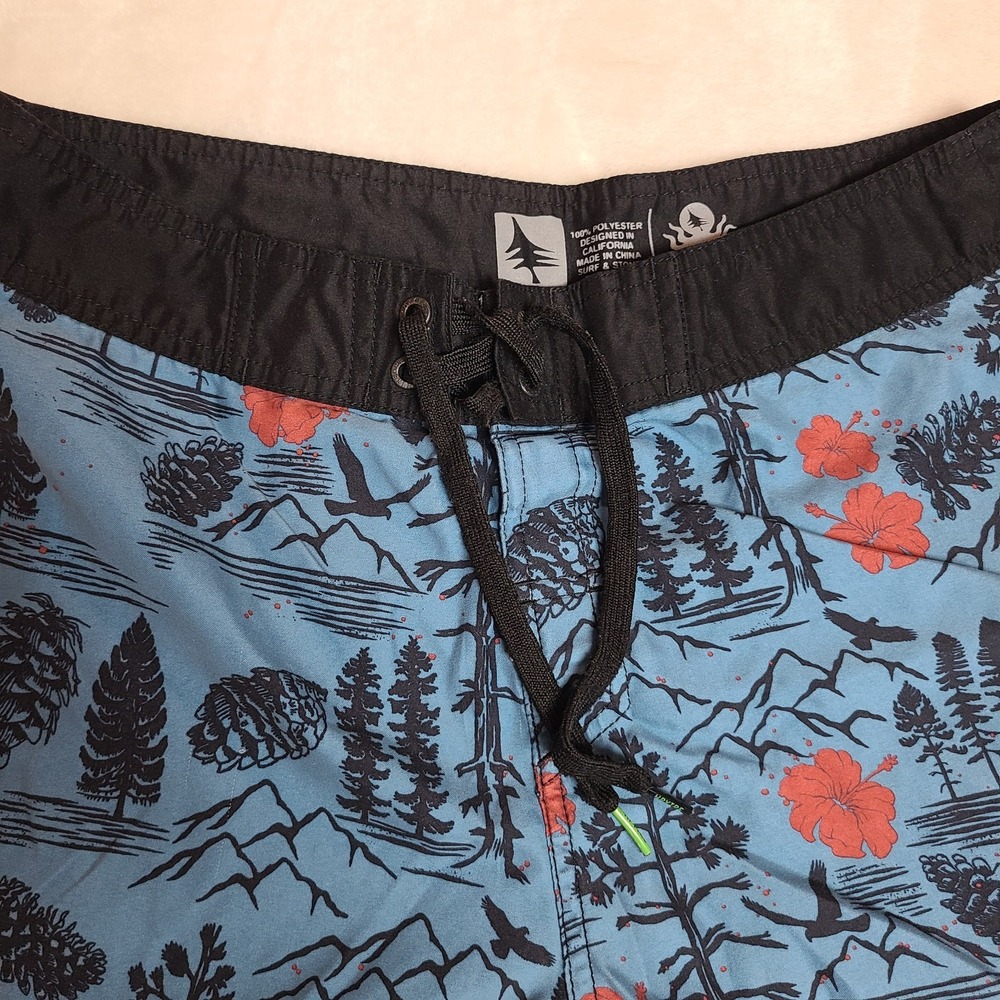 Hippy Tree Men's Shorts Size 30 Beach Drawstring Pocket Stretch Nature Print - Picture 3 of 14
